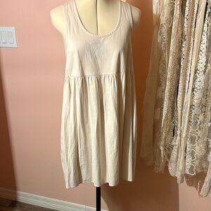 Sleeveless Cream Scoop-Neck Tiered Mini Dress